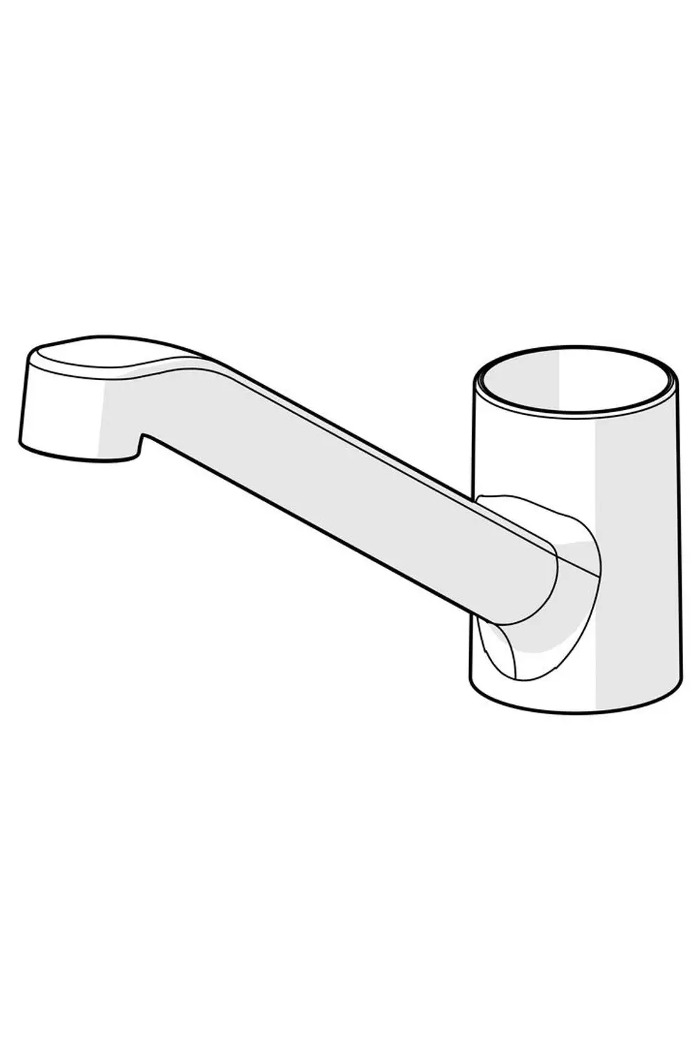 Chromfarbener Auslauf von HANSA mit elegantem, schlankem Design. Der Auslauf hat eine horizontale Form und ist für Waschbecken oder Spülbecken konzipiert.